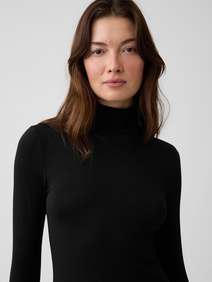 Image 4 of 5, Featherweight Jersey Mockneck T-Shirt