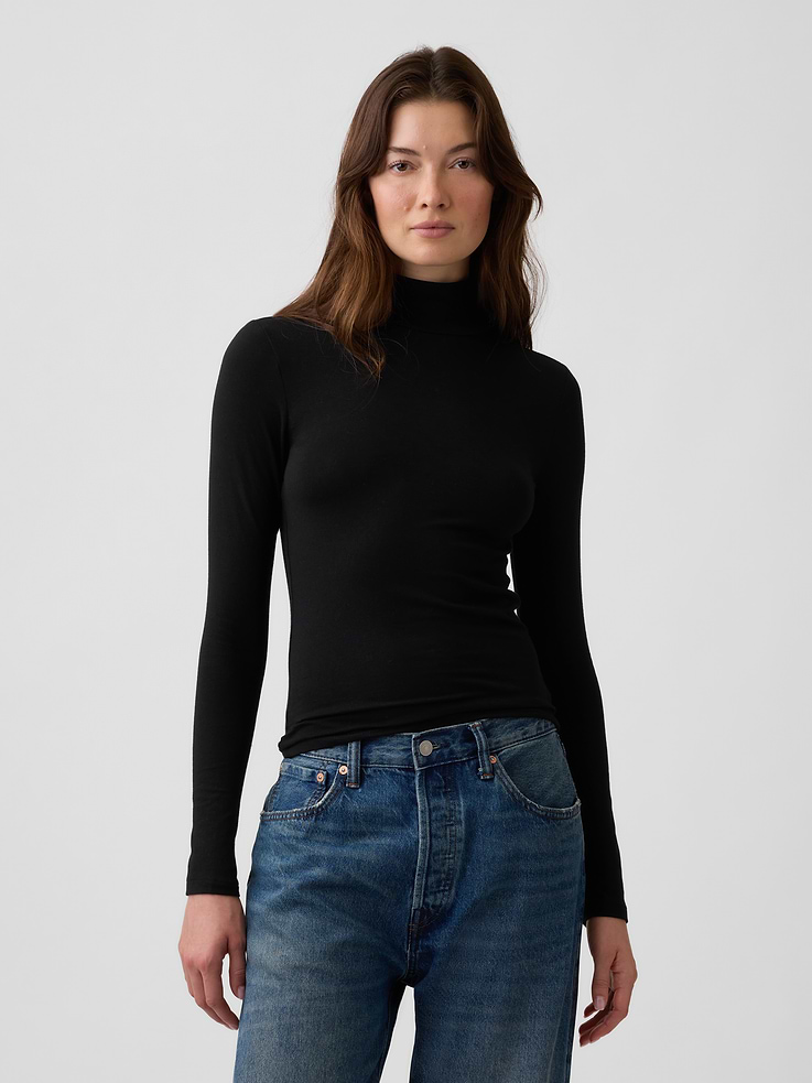 Image 1 of 5, Stretch jersey knit., Long sleeves., Mockneck., Product #1179576