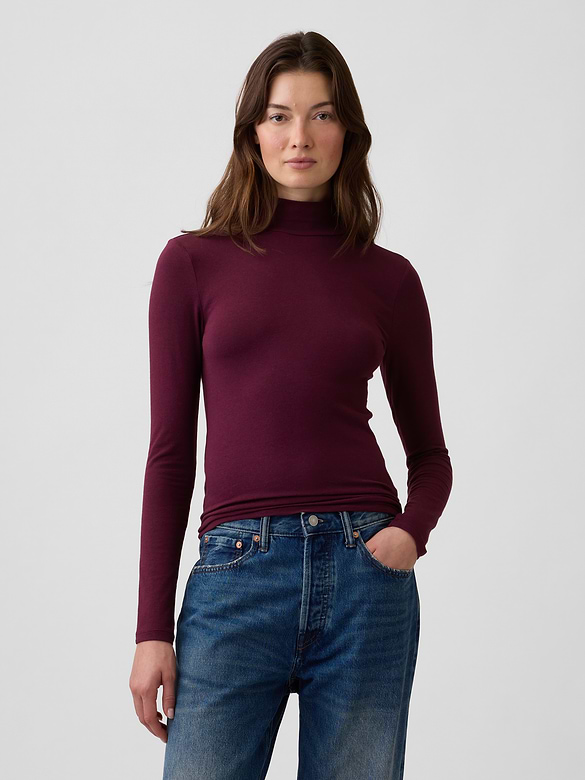 Stretch Jersey Mockneck T-Shirt