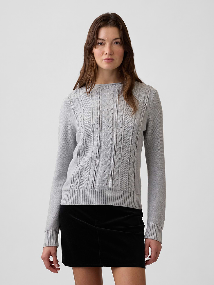Image 1 of 5, Soft cotton knit., Long sleeves with ribbed cuffs., Rolled crewneck., Ribbed hem., This product was made in a factory that invests in gender equity and women’s empowerment through RISE. Learn more at, Product #1178628