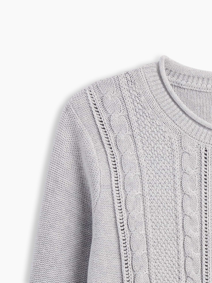 Image 4 of 5, Rollneck Cable-Knit Sweater
