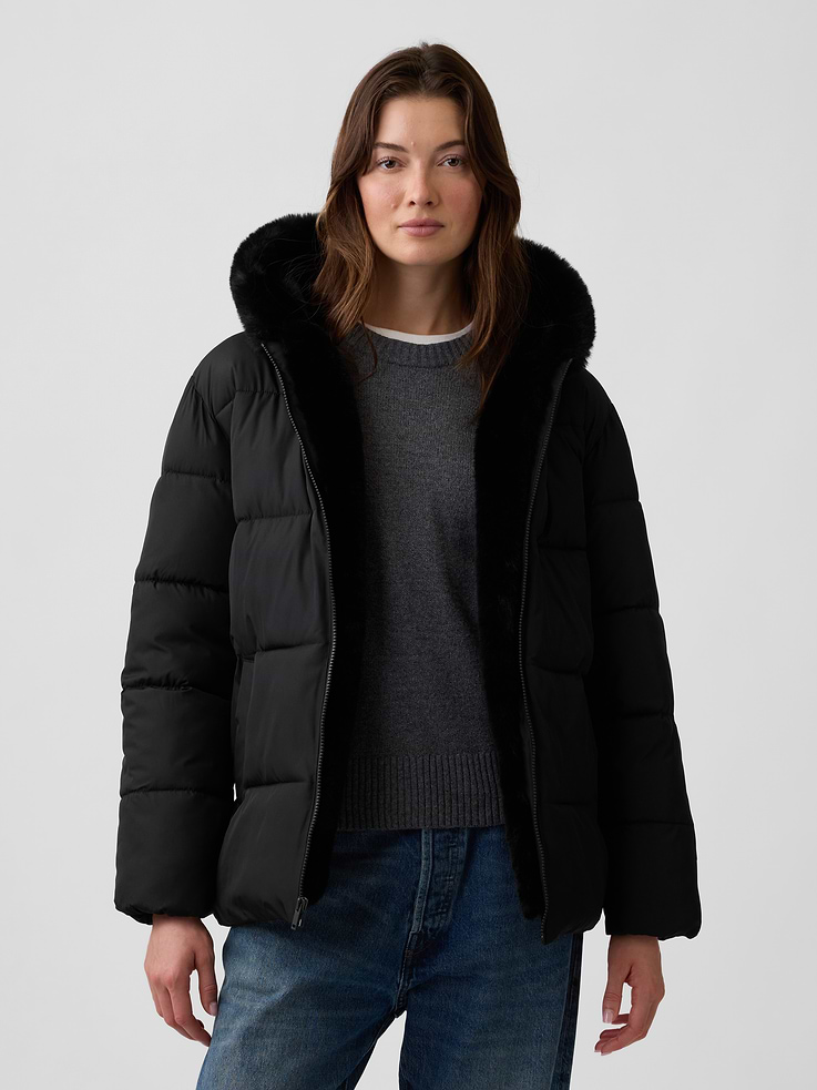 Image 1 of 5, Quilted water and wind-resistant outer., 100% recycled wellon fill., Long sleeves., Faux-fur lining at hood and zip-front closure., Front slant pockets., This product was made in a factory that invests in gender equity and women’s empowerment through RISE. Learn more at, Product #1177951