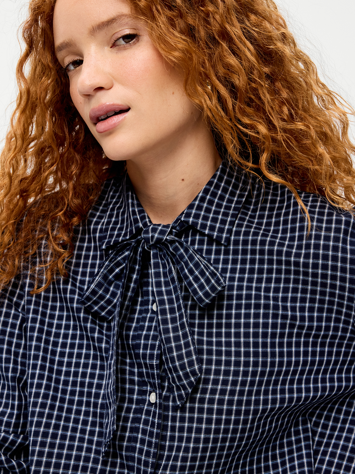 Image 4 of 4, Long-Sleeve Tie-Neck Button-Down Shirt