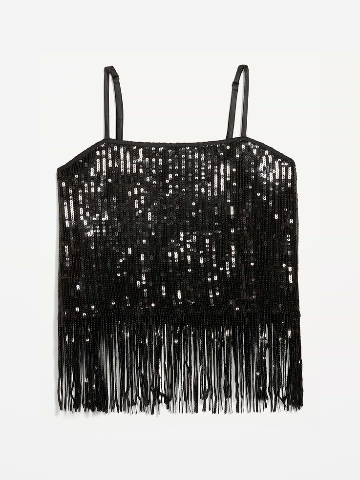 Image 5 of 5, Sequin Fringe-Hem Cami Top