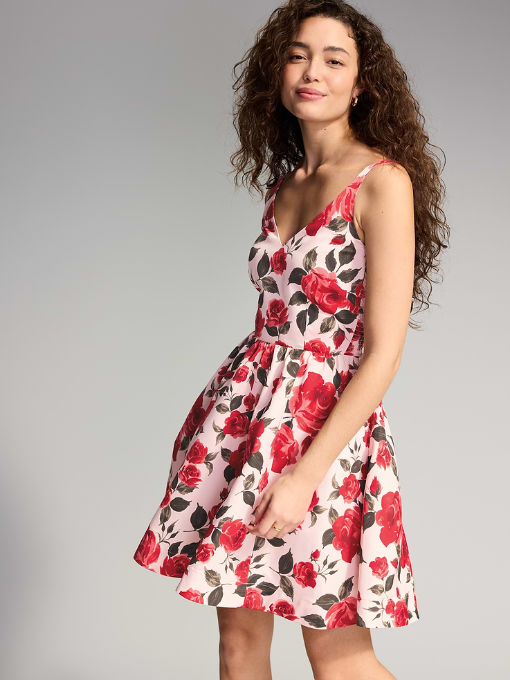 Image 3 of 8, The Occasion by Old Navy Sleeveless Fit and Flare Taffeta Mini Dress