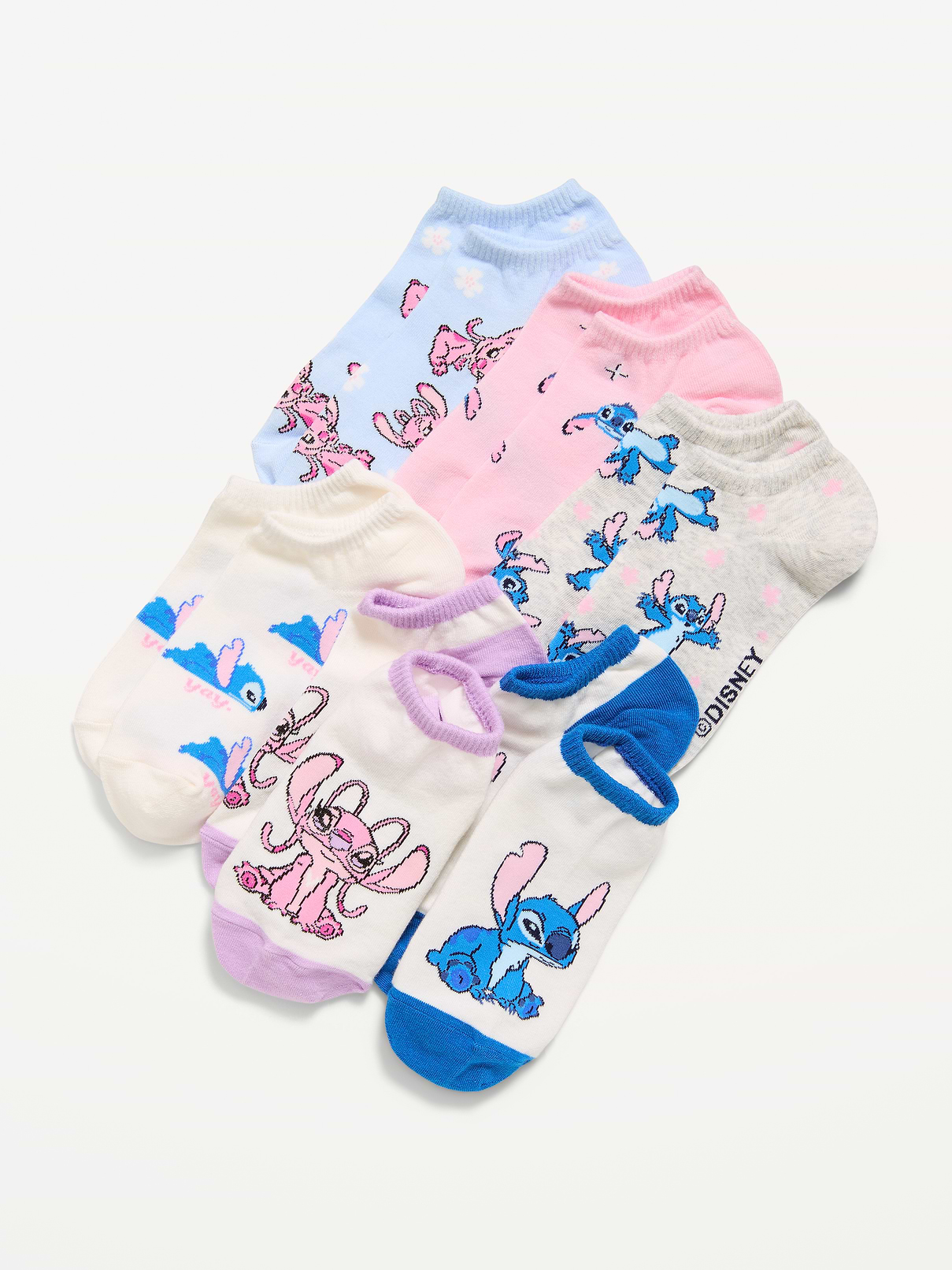 Image 1 of 2, pack includes 6 pairs of novelty socks, rib-knit ankle opening, notched seams for comfort, licensed graphics, © Disney, Product #811336