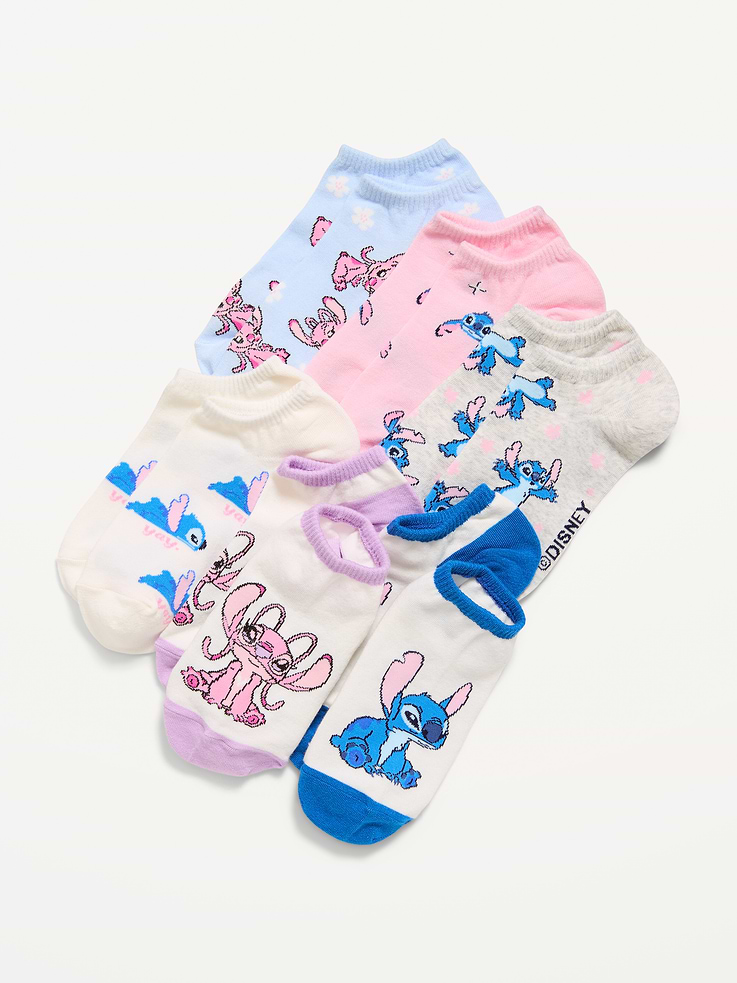 Image 1 de 2, Paquet de 6 paires de chaussettes de fantaisie., Ouverture à la cheville en tricot côtelé., Coutures crantées pour un confort accru., Imprimés sous licence., © Disney, Produit #811336