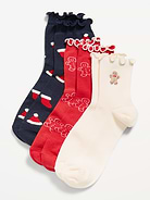 Image 1 of 2, includes 3 pairs of socks for women, ruffled openings, notched toe seams, Product #841573