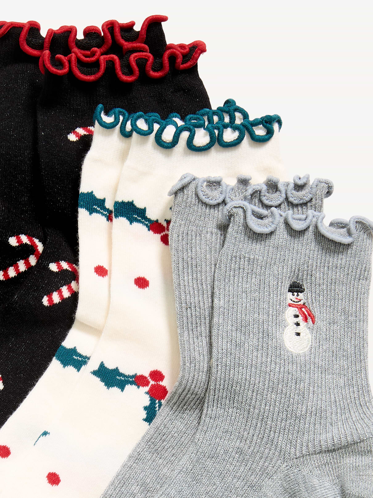Image 2 of 2, Ruffled Crew Sock 3-Pack for Women