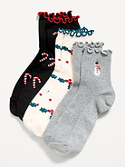 Image 1 of 2, includes 3 pairs of socks for women, ruffled openings, notched toe seams, Product #841573