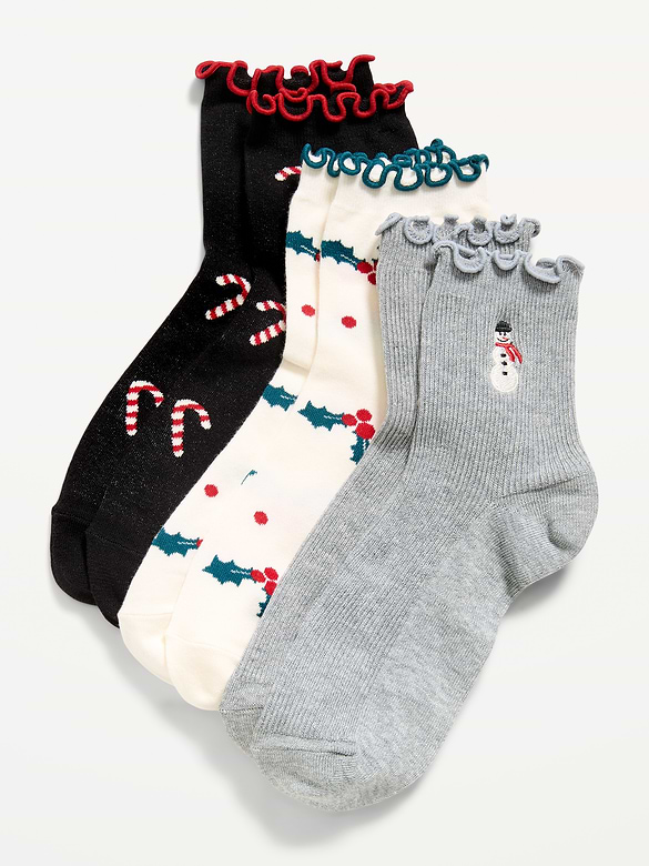 Ruffled Crew Sock 3-Pack for Women