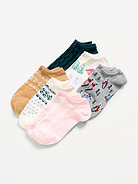 Image 1 of 2, includes 6 pairs of ankle socks, rib-knit openings, prints vary, Product #848392