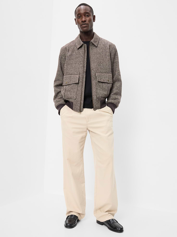 Image 3 of 6, Wool-Blend Zip Bomber Jacket