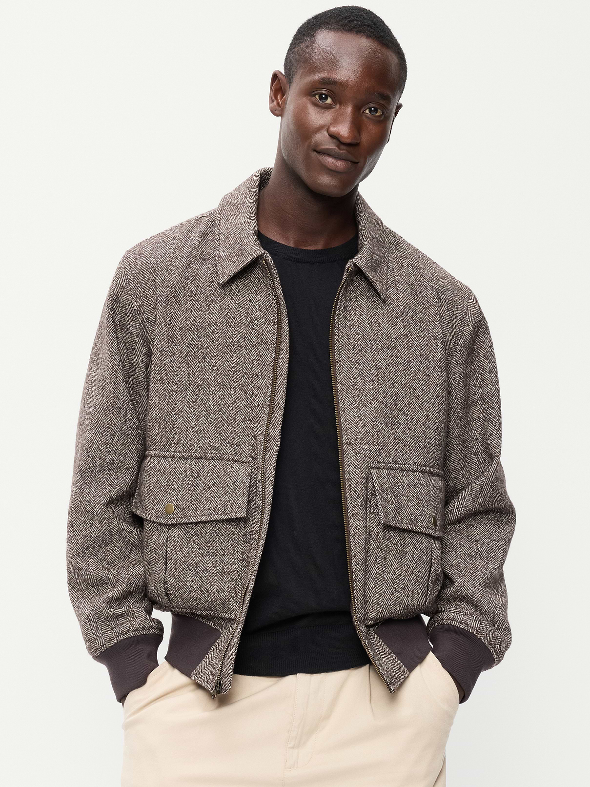 Wool-Blend Zip Bomber Jacket