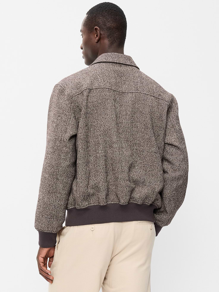 Image 2 of 6, Wool-Blend Zip Bomber Jacket