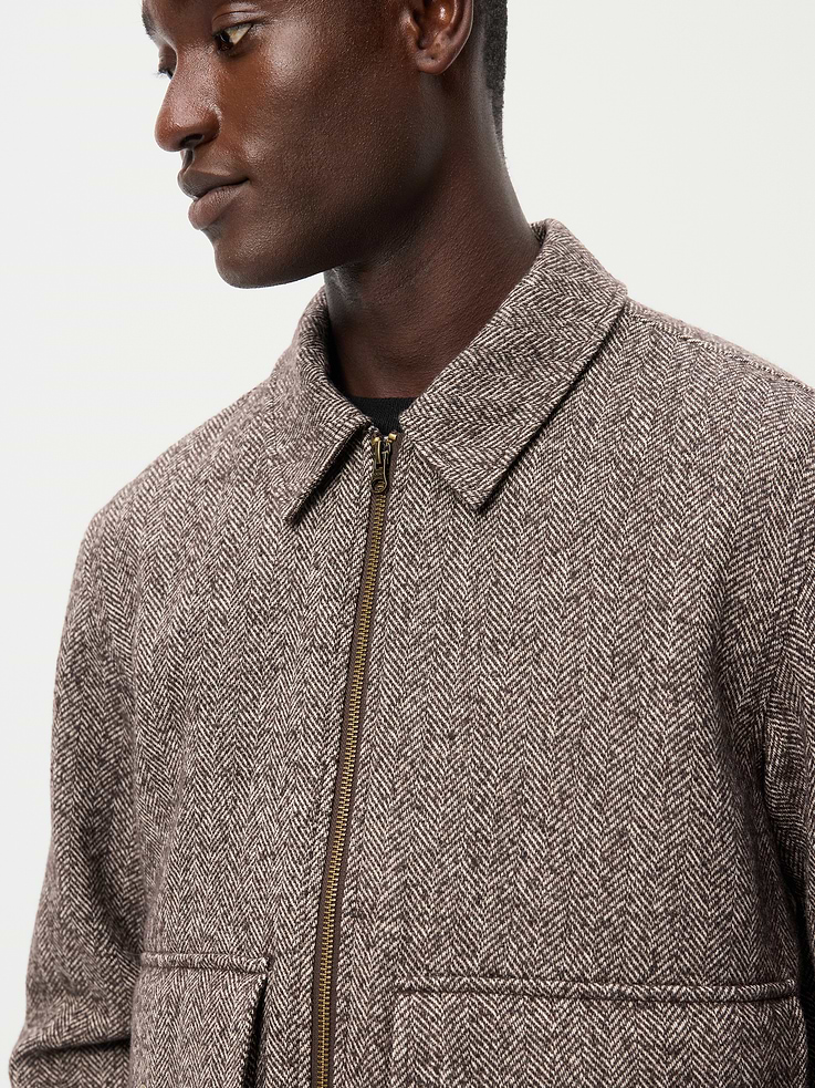 Image 4 of 6, Wool-Blend Zip Bomber Jacket