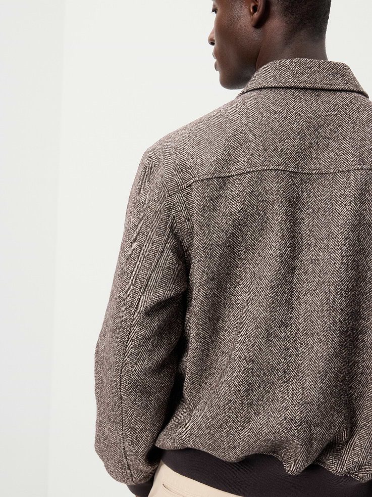 Image 6 of 6, Wool-Blend Zip Bomber Jacket