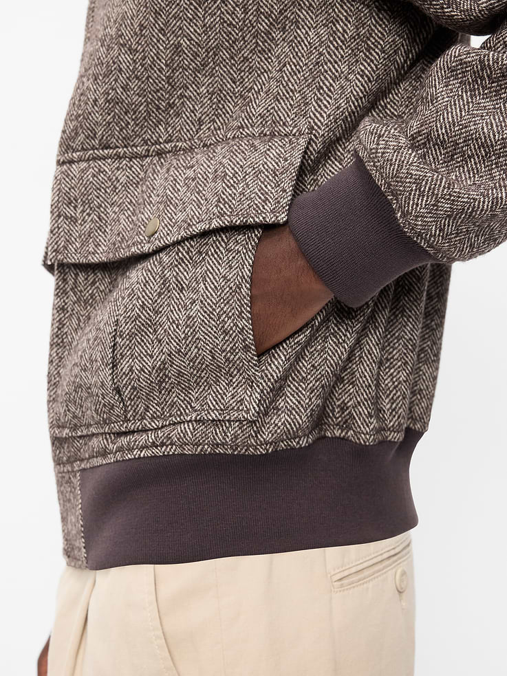 Image 5 of 6, Wool-Blend Zip Bomber Jacket