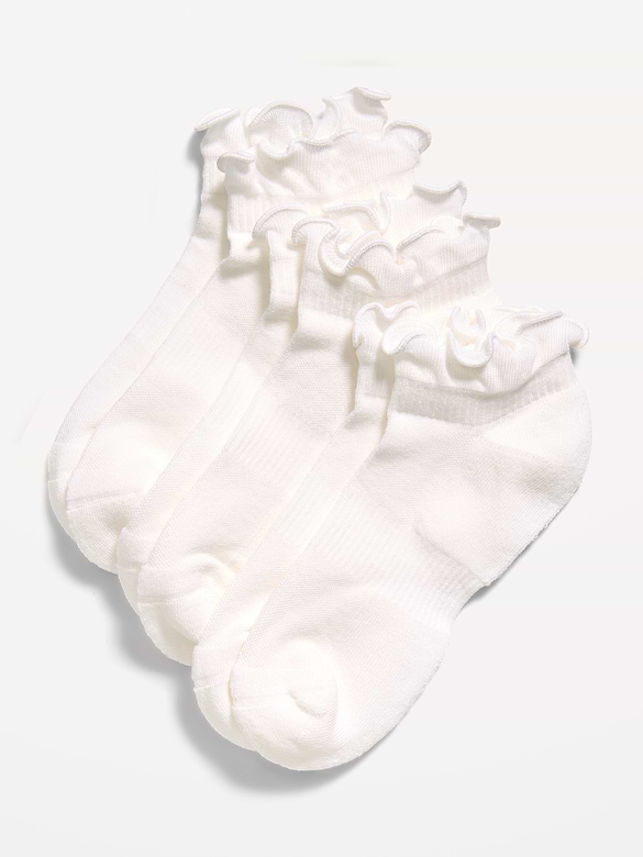 Ruffled Athletic Crew Sock 3-Pack for Women