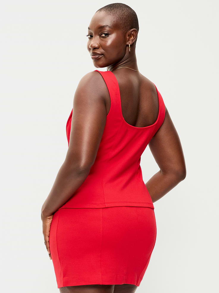 Image 4 of 6, Square-Neck Ponte Peplum Tank Top