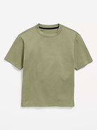 Image 1 of 3, Keep ’em moving in Old Navy Sport's Dynamic Fleece: A soft, breathable cotton blend that's made to move., crew neck, short sleeves, 4-way stretch, breathable, Product #1195750