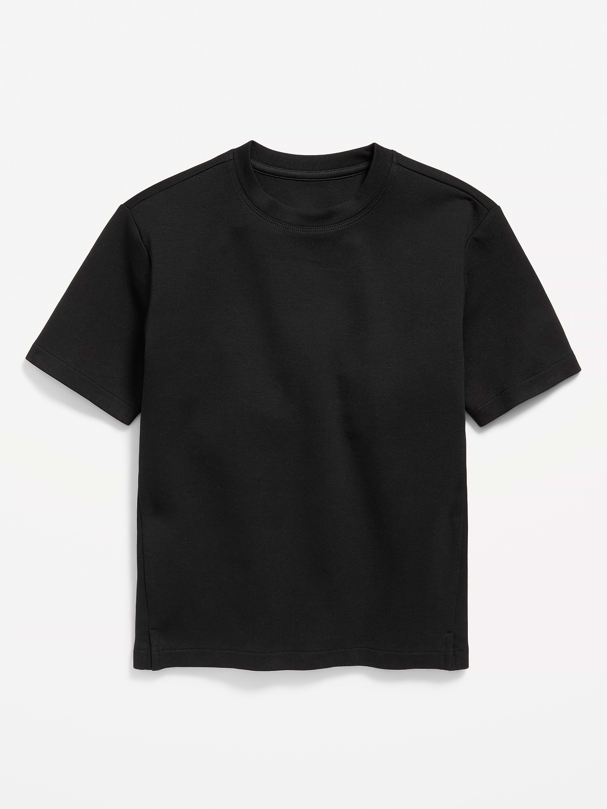 Image 1 of 3, Keep ’em moving in Old Navy Sport's Dynamic Fleece: A soft, breathable cotton blend that's made to move., crew neck, short sleeves, 4-way stretch, breathable, Product #1195750