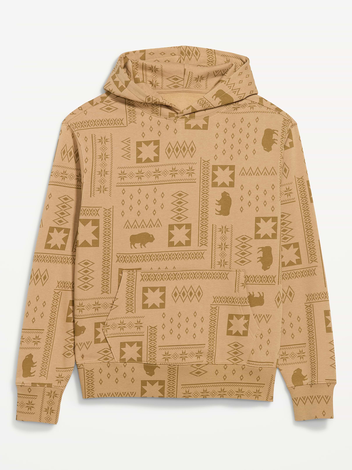 Image 1 of 3, built-in hood, long sleeves, kangaroo pocket, rib-knit trim, pullover style, prints vary, Product #788637