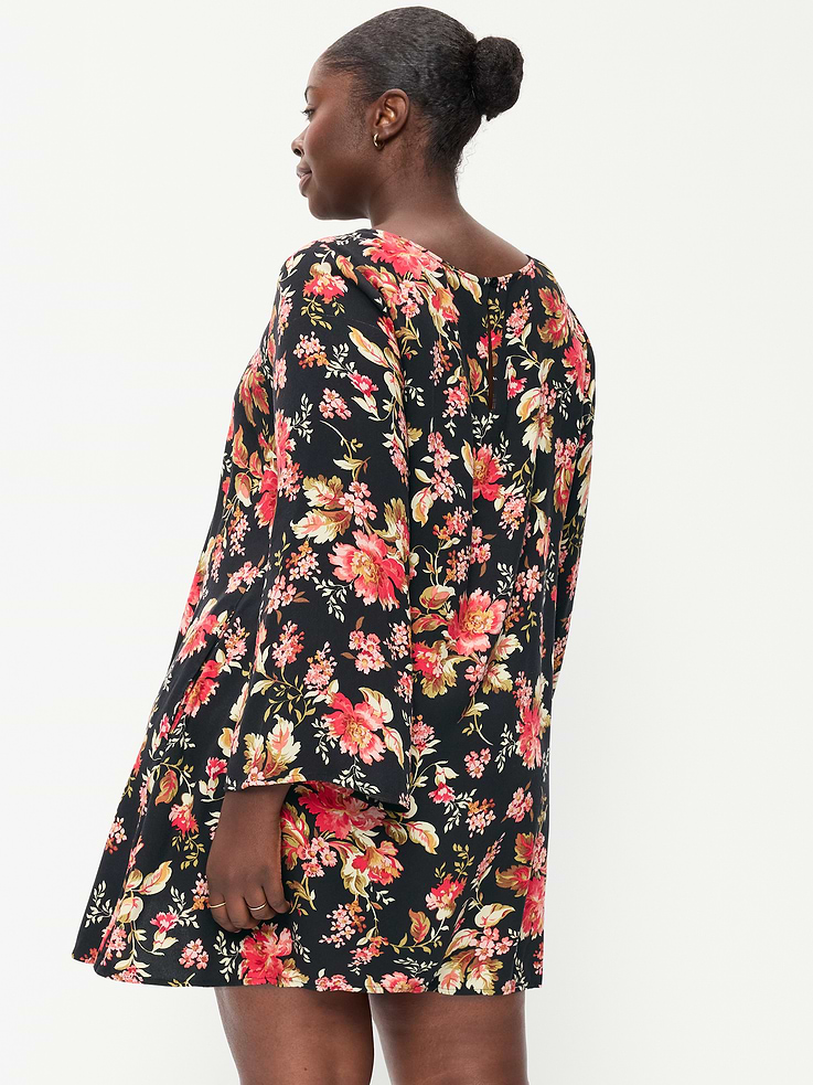 Image 5 of 5, Long-Sleeve Crepe Swing Mini Dress