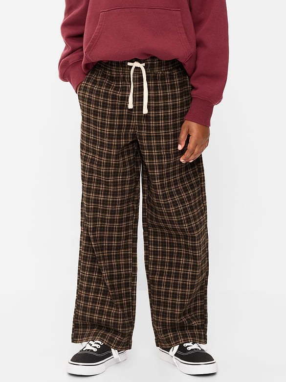 Pull-On Baggy Plaid Flannel Pants for Boys