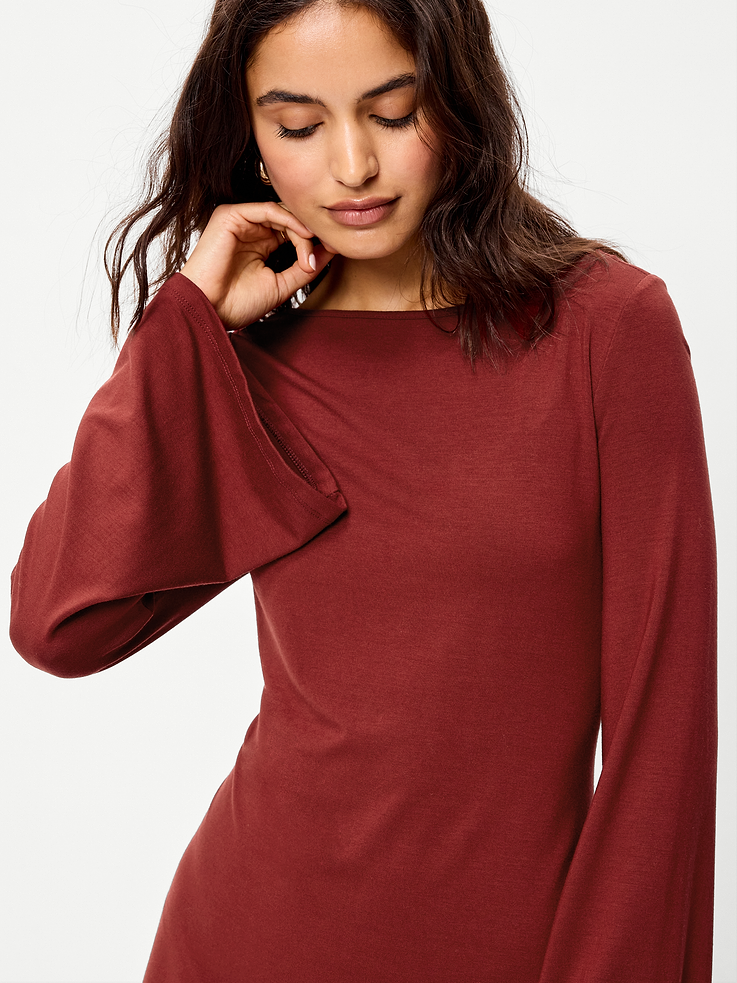 Image 4 of 9, Low-Back Flare Mini Dress
