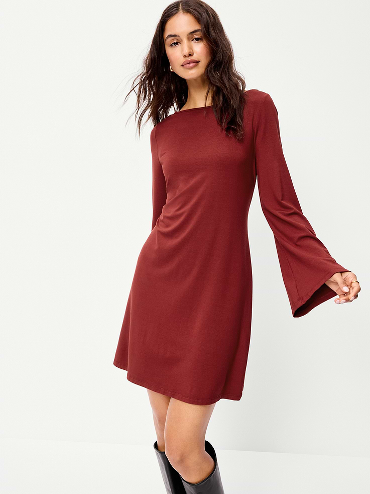 Image 3 of 9, Low-Back Flare Mini Dress