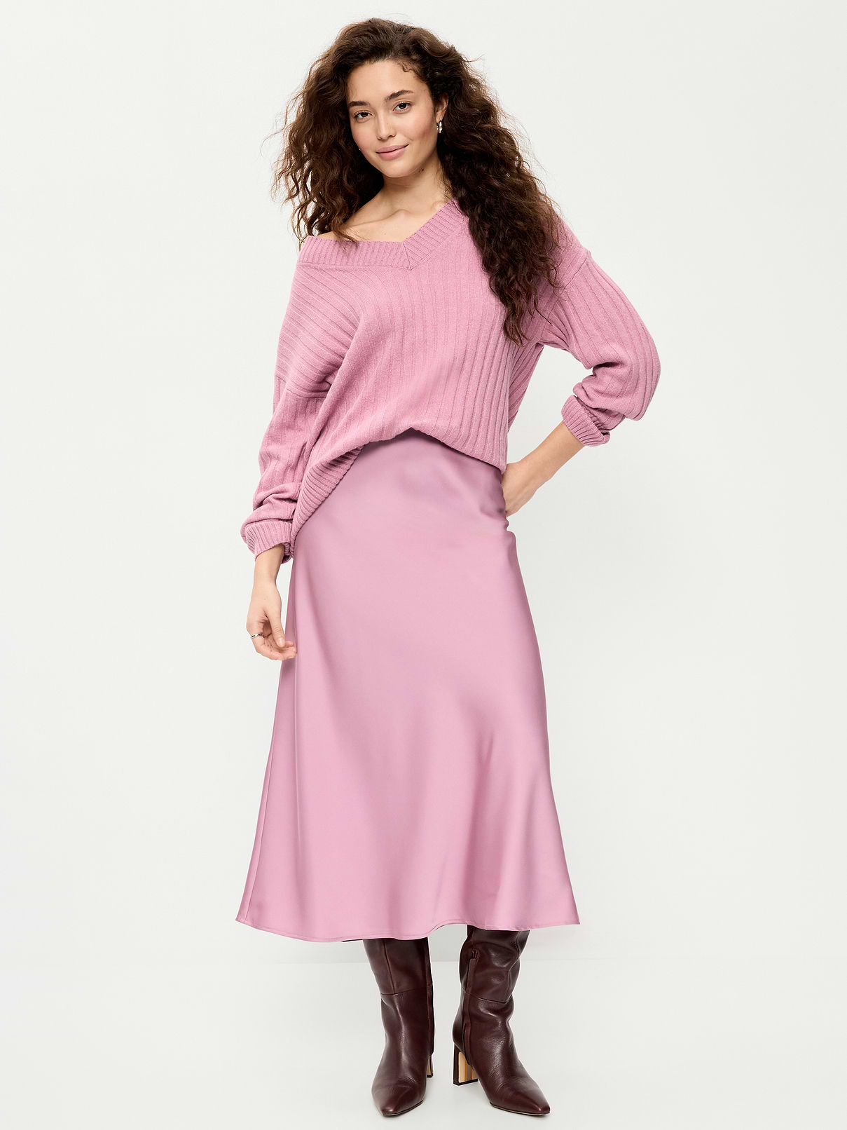 Satin A-Line Maxi Skirt