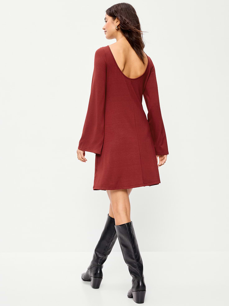 Image 2 of 9, Low-Back Flare Mini Dress