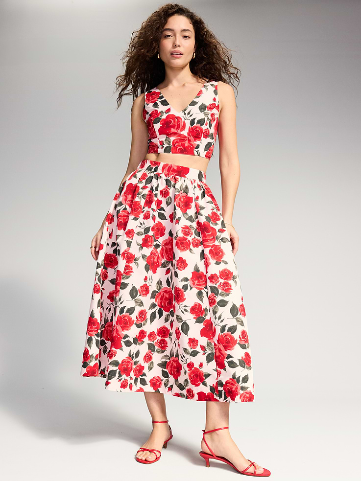 Image 3 of 7, The Occasion by Old Navy V-Neck Taffeta Crop Top