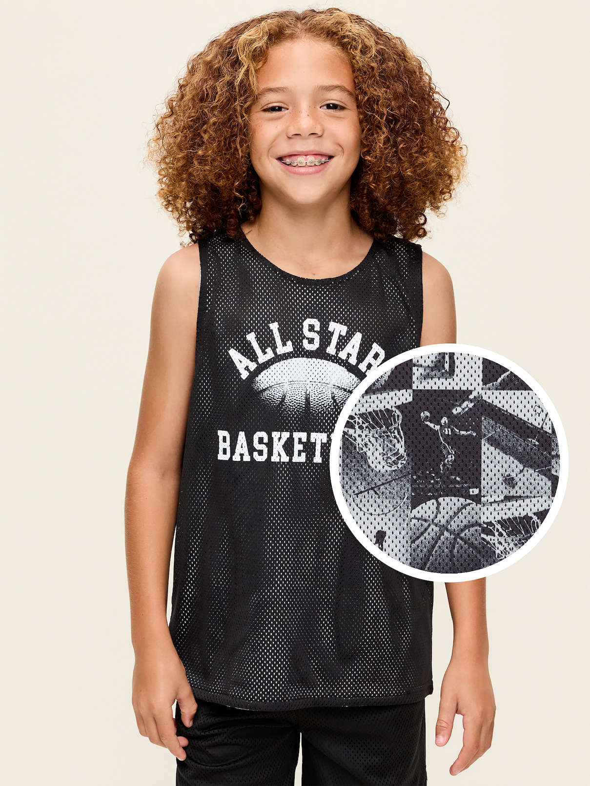 Oversized Mesh Reversible Tank Top for Boys