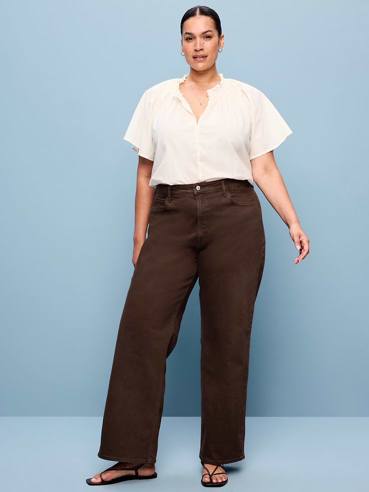 Image 9 de 10, Jean à jambe large et à taille très haute