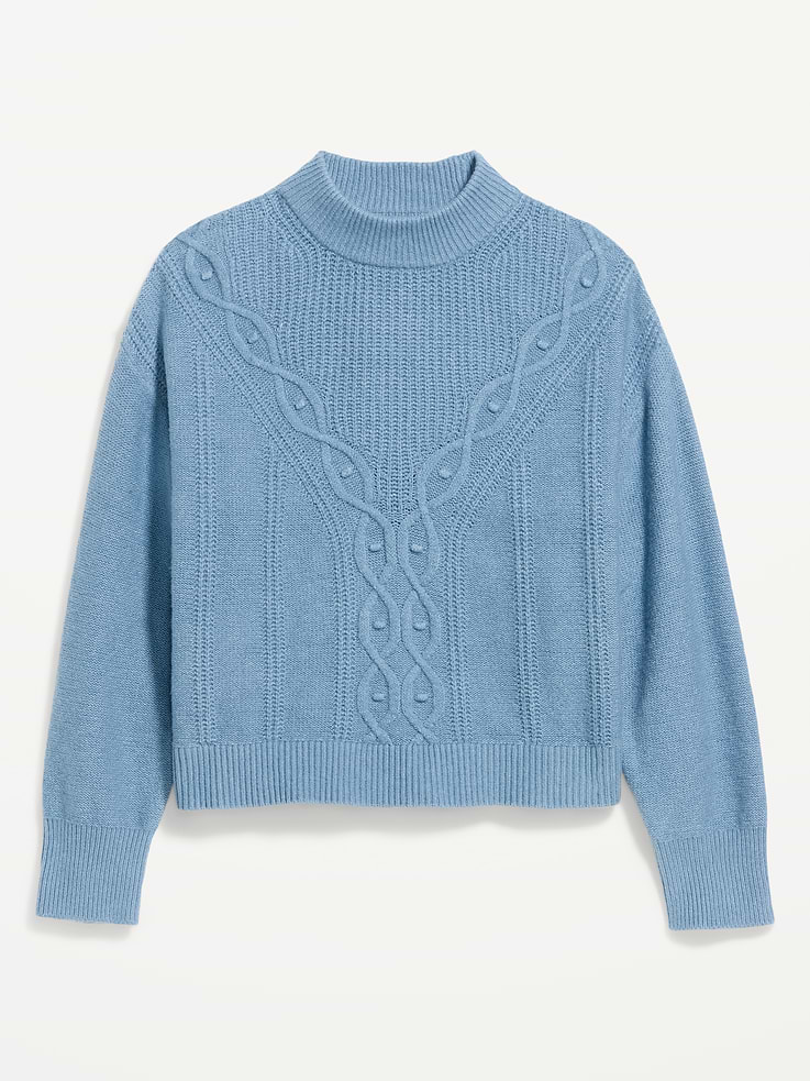 Image 4 of 5, SoSoft Crew-Neck Cable Knit Sweater