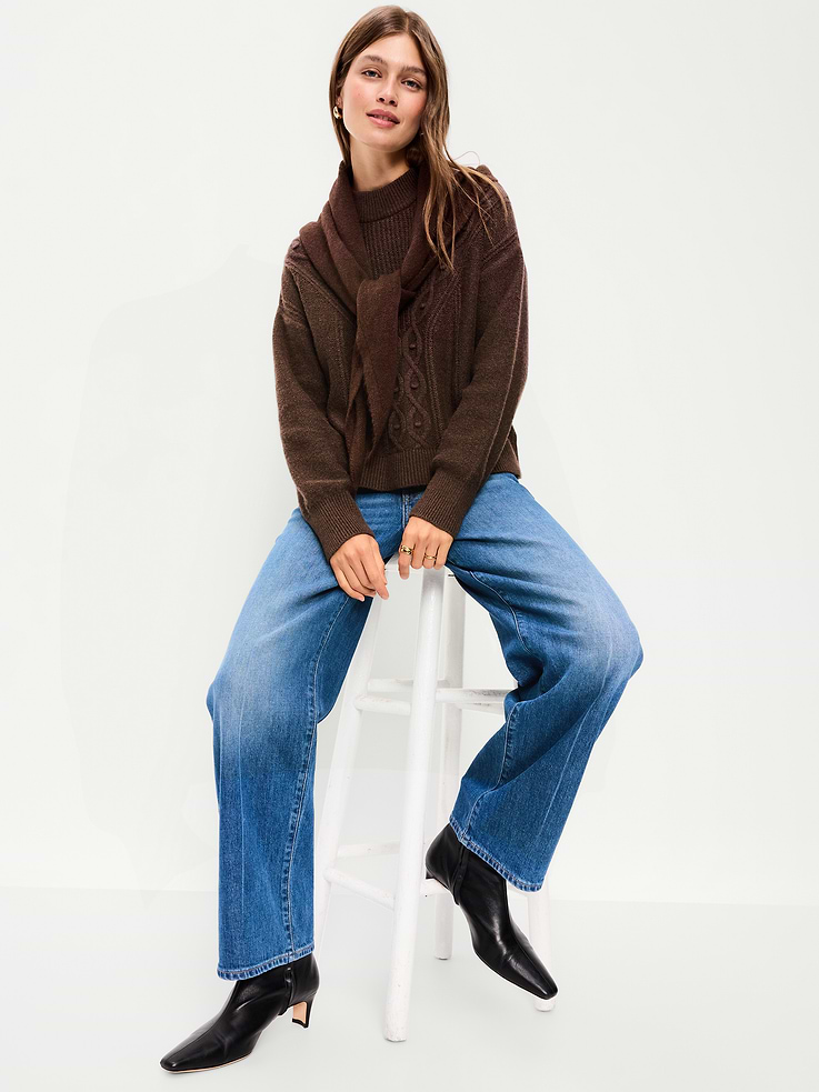 Image 3 of 5, SoSoft Crew-Neck Cable Knit Sweater
