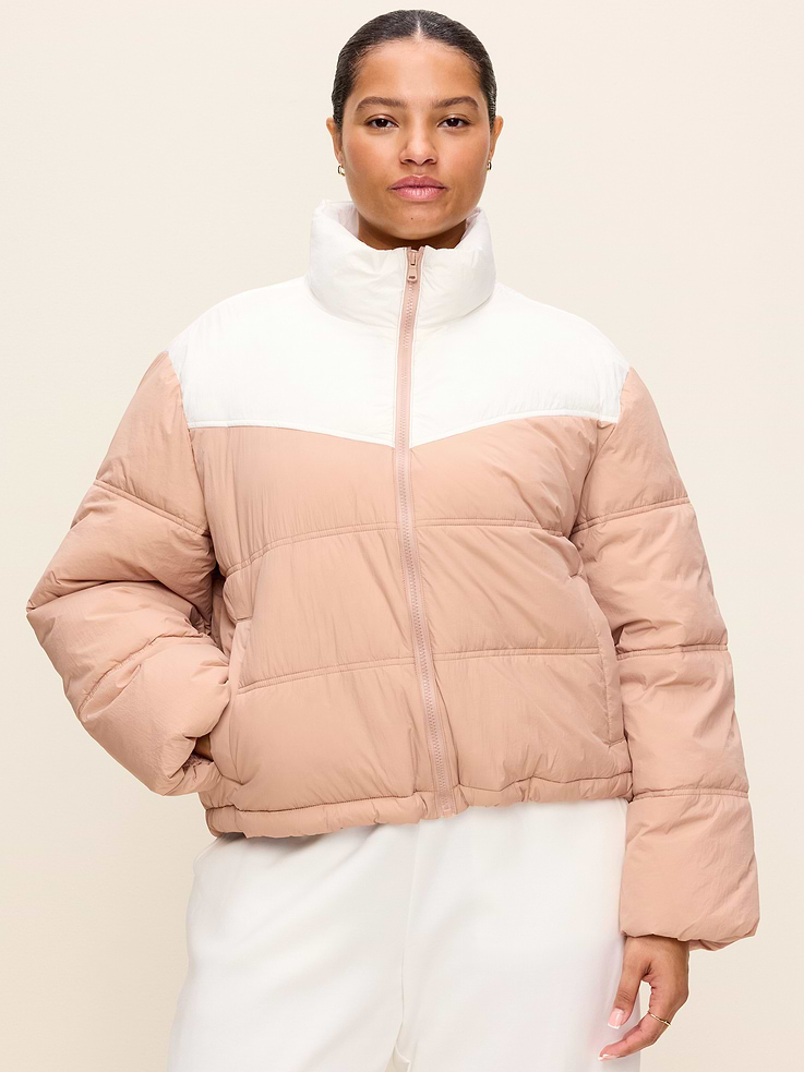 Image 8 of 9, Water-Resistant Color-Block Puffer Jacket