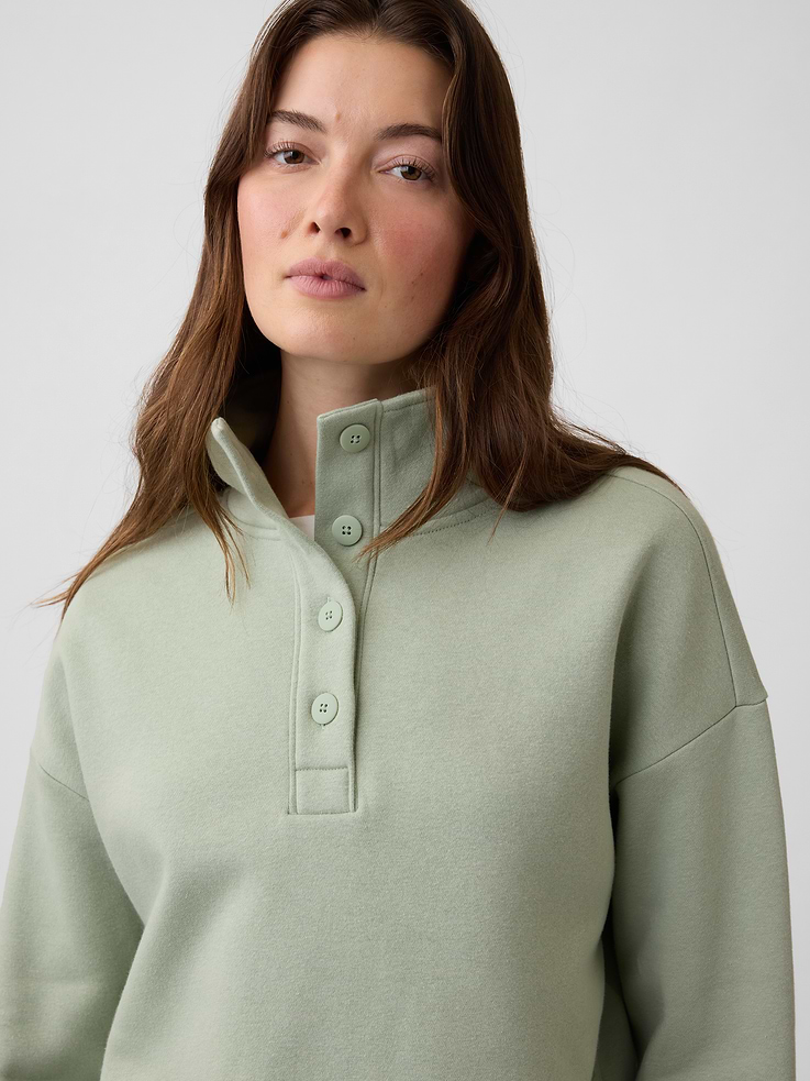 Image 4 of 5, Relaxed Henley Sweatshirt