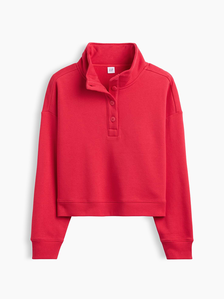 Image 5 of 5, Relaxed Henley Sweatshirt