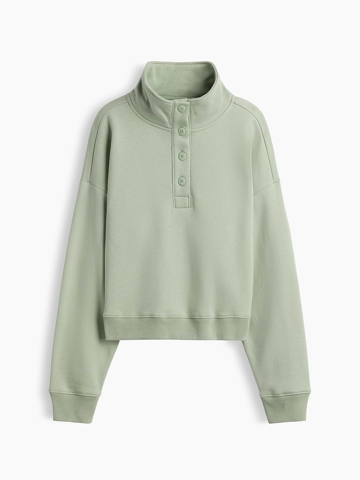 Image 5 of 5, Relaxed Henley Sweatshirt