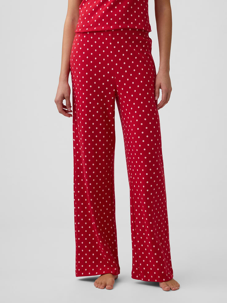 Image 3 of 4, Pointelle Straight-Leg PJ Pants