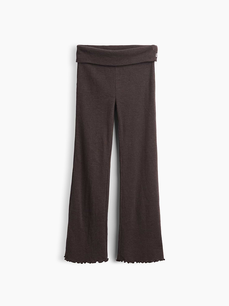 Image 2 of 2, Kids Waffle Foldover Flare Leggings