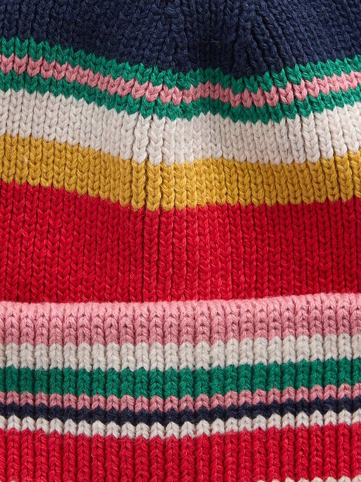 Image 2 of 2, Kids 100% Cotton Happy Stripe Beanie