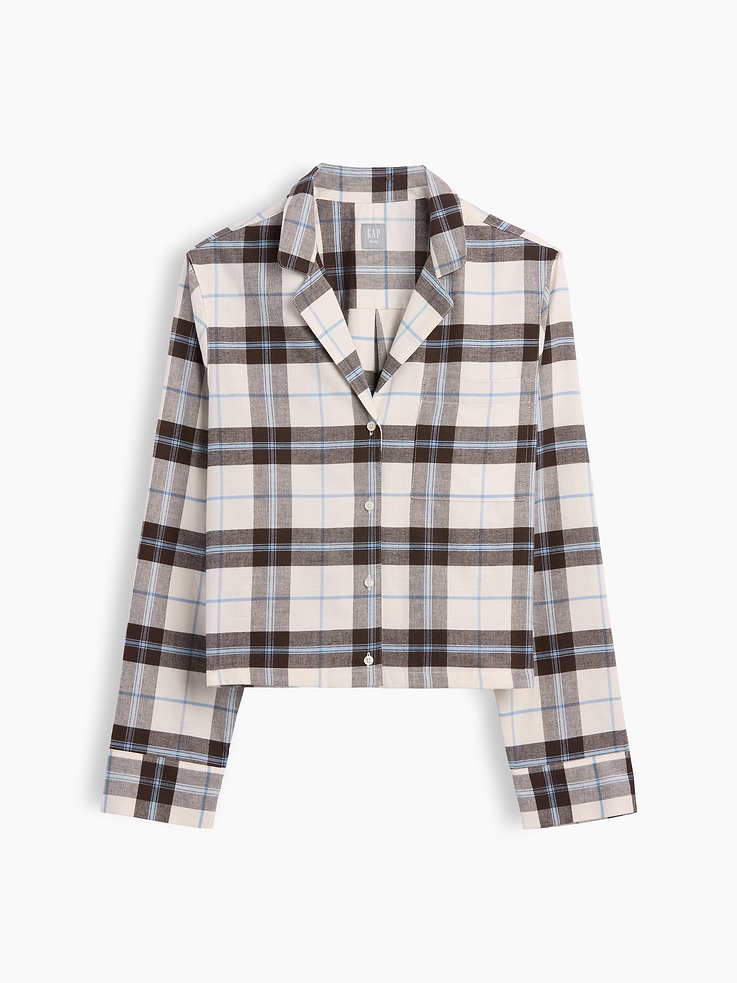 Image 3 of 3, Flannel Crop PJ Shirt