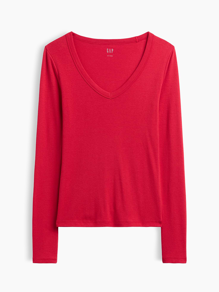 Image 5 of 5, Modern Ribbed V-Neck T-Shirt