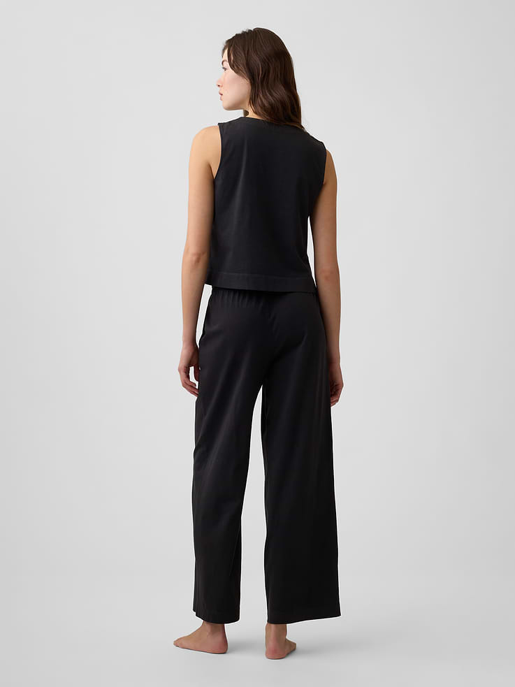 Image 2 of 4, Heavyweight Pull-On Wide-Leg Crop Pants