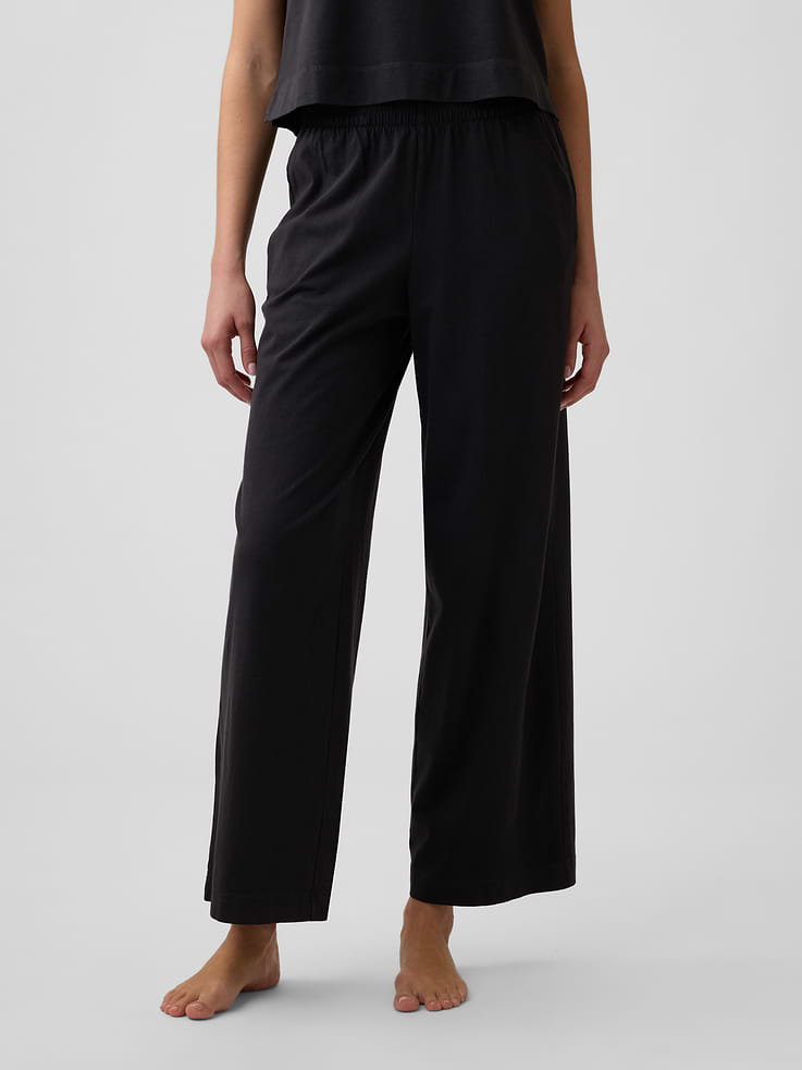 Image 3 of 4, Heavyweight Pull-On Wide-Leg Crop Pants