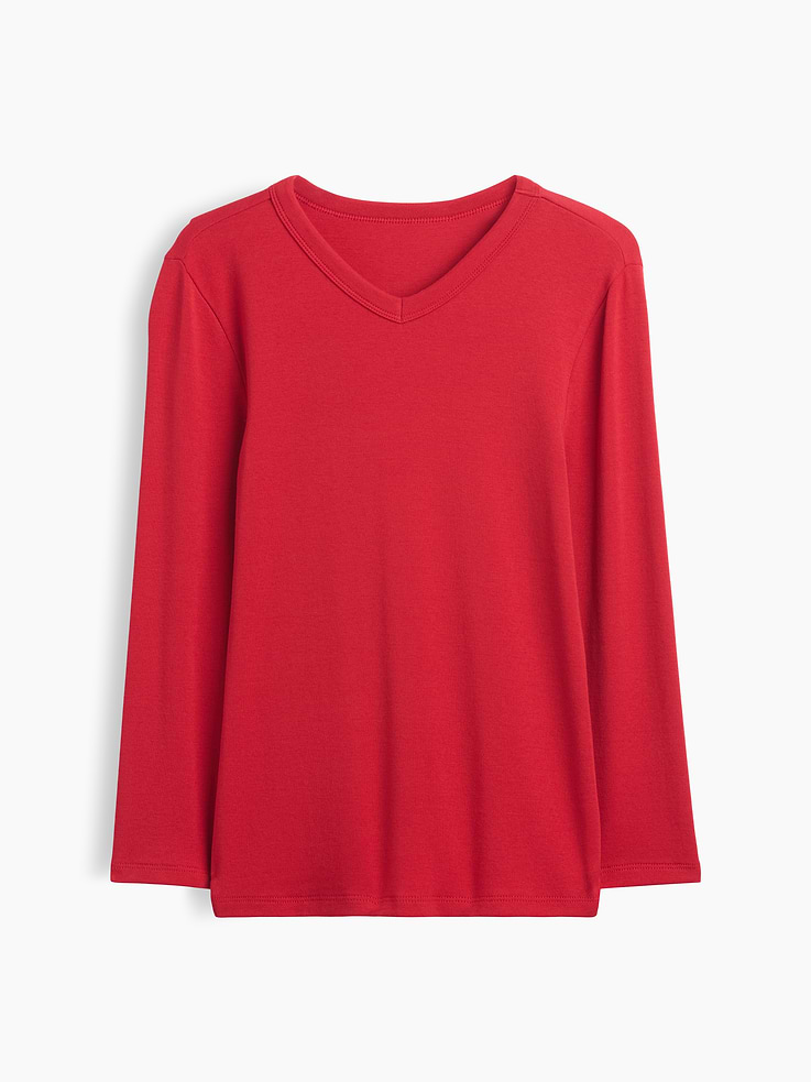 Image 1 of 3, Soft stretch cotton-modal blend T-shirt., High v-neck., 3/4 sleeves., Product #1189486